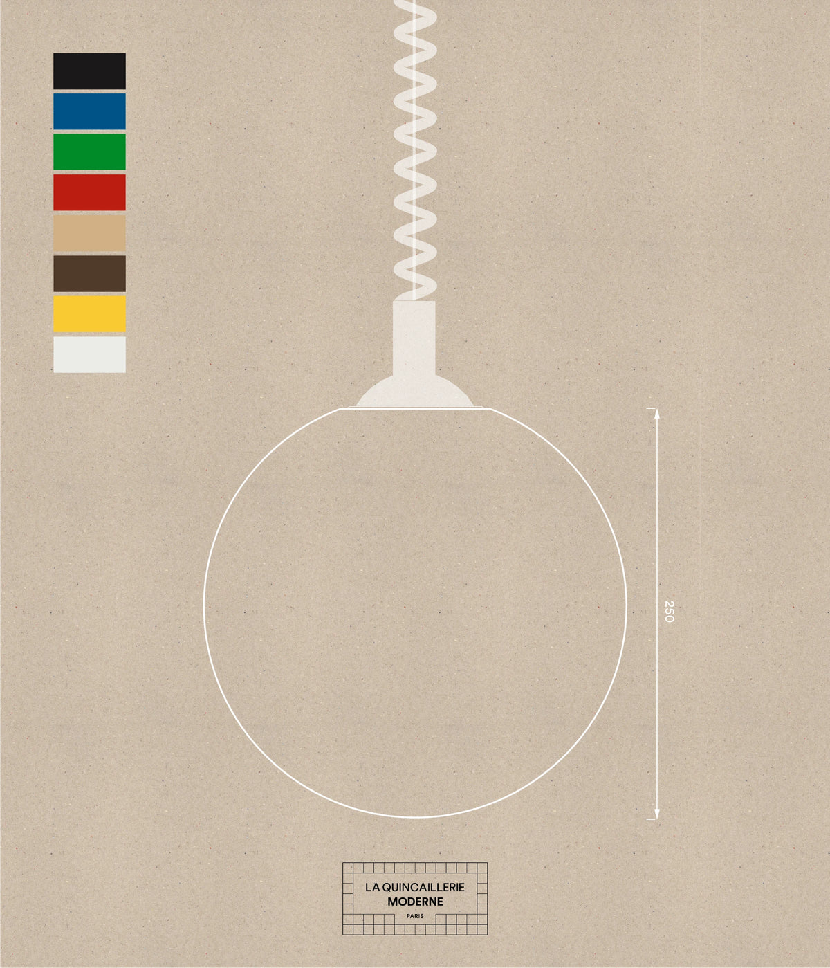 La Quincaillerie moderne - Dessin technique, zoom sur Suspension "Coup de fil", très grand globe.