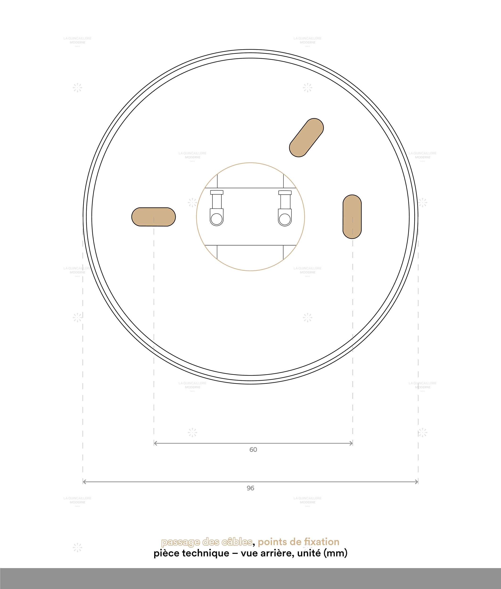 La Quincaillerie moderne - dessin technique socle applique / plafonnier "Bauhaus", "Punto", "Movida", "En cascade"