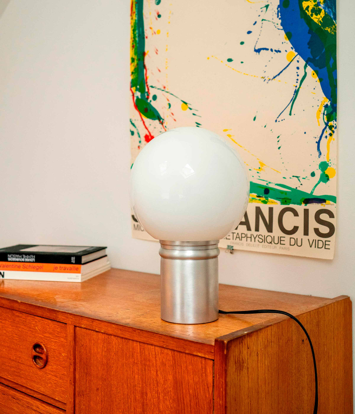 La Quincaillerie moderne - Lampe à poser Odyssée, aluminium brossé, Opaline