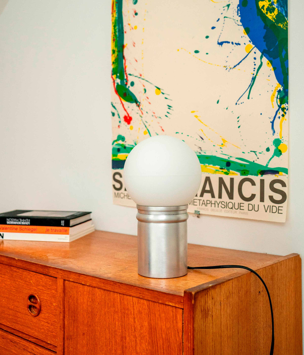 La Quincaillerie moderne - Lampe à poser Odyssée, aluminium brossé, Opaline