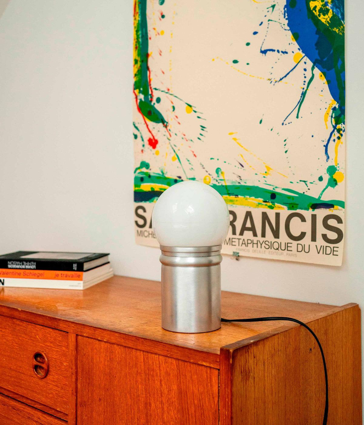 La Quincaillerie moderne - Lampe à poser Odyssée, aluminium brossé, Opaline