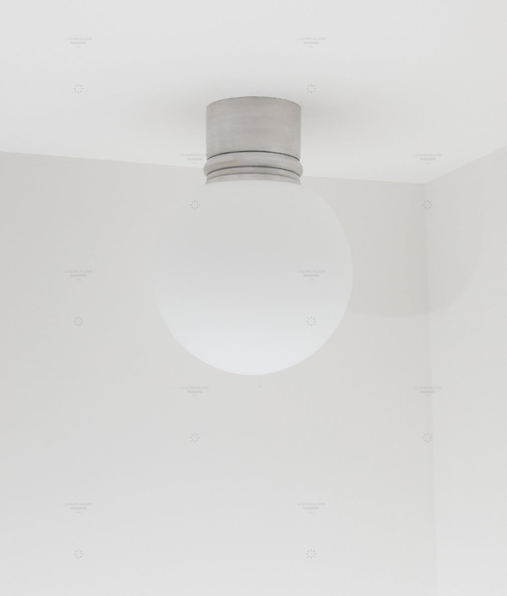 La Quincaillerie moderne - Applique / plafonnier "Odyssée", aluminium brossé, opaline blanche