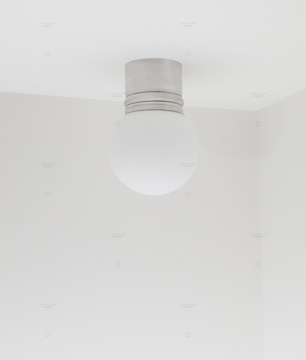 La Quincaillerie moderne - Applique / plafonnier "Odyssée", aluminium brossé, opaline blanche