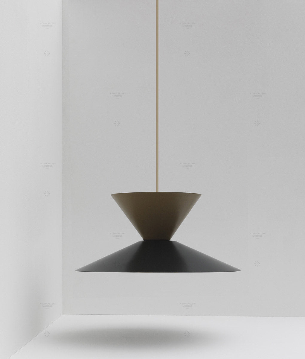 Suspension double "Belle de nuit", brun mordoré et noir, câble crème - La Quincaillerie moderne
