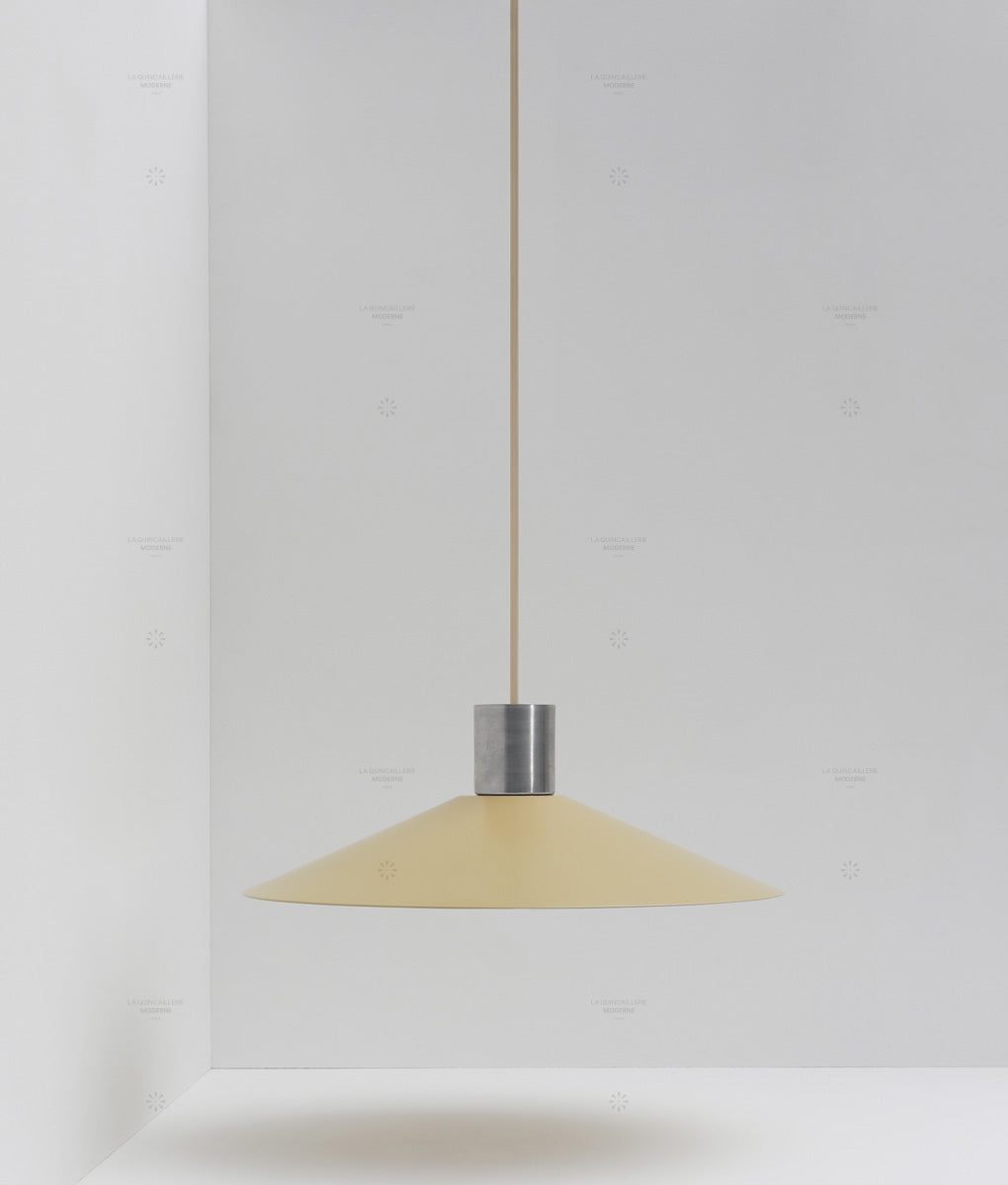 La Quincaillerie moderne - Suspension évasée "Belle de nuit", grand modèle, aluminium brossé et crème