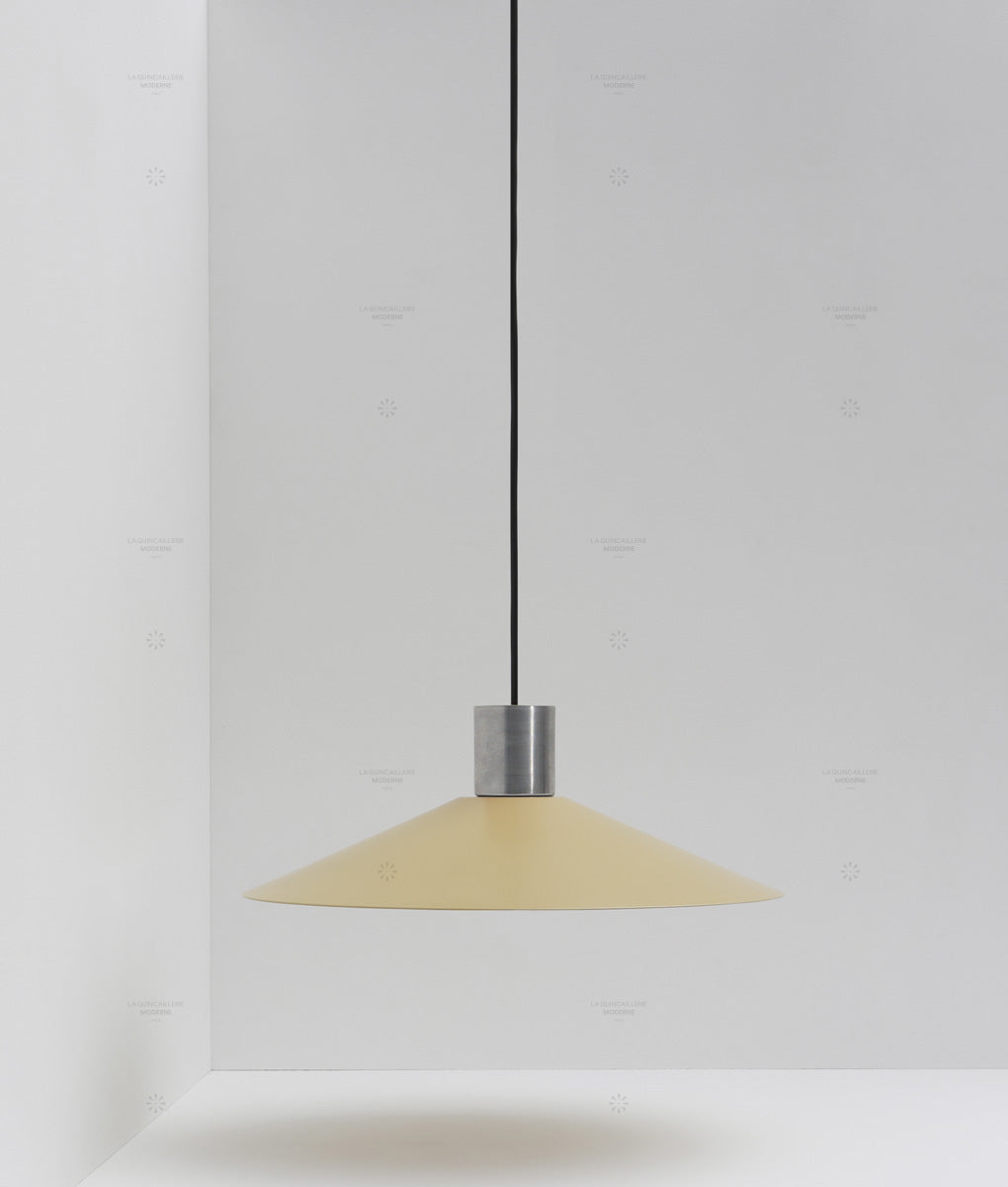 La Quincaillerie moderne - Suspension évasée "Belle de nuit", grand modèle, aluminium brossé et crème