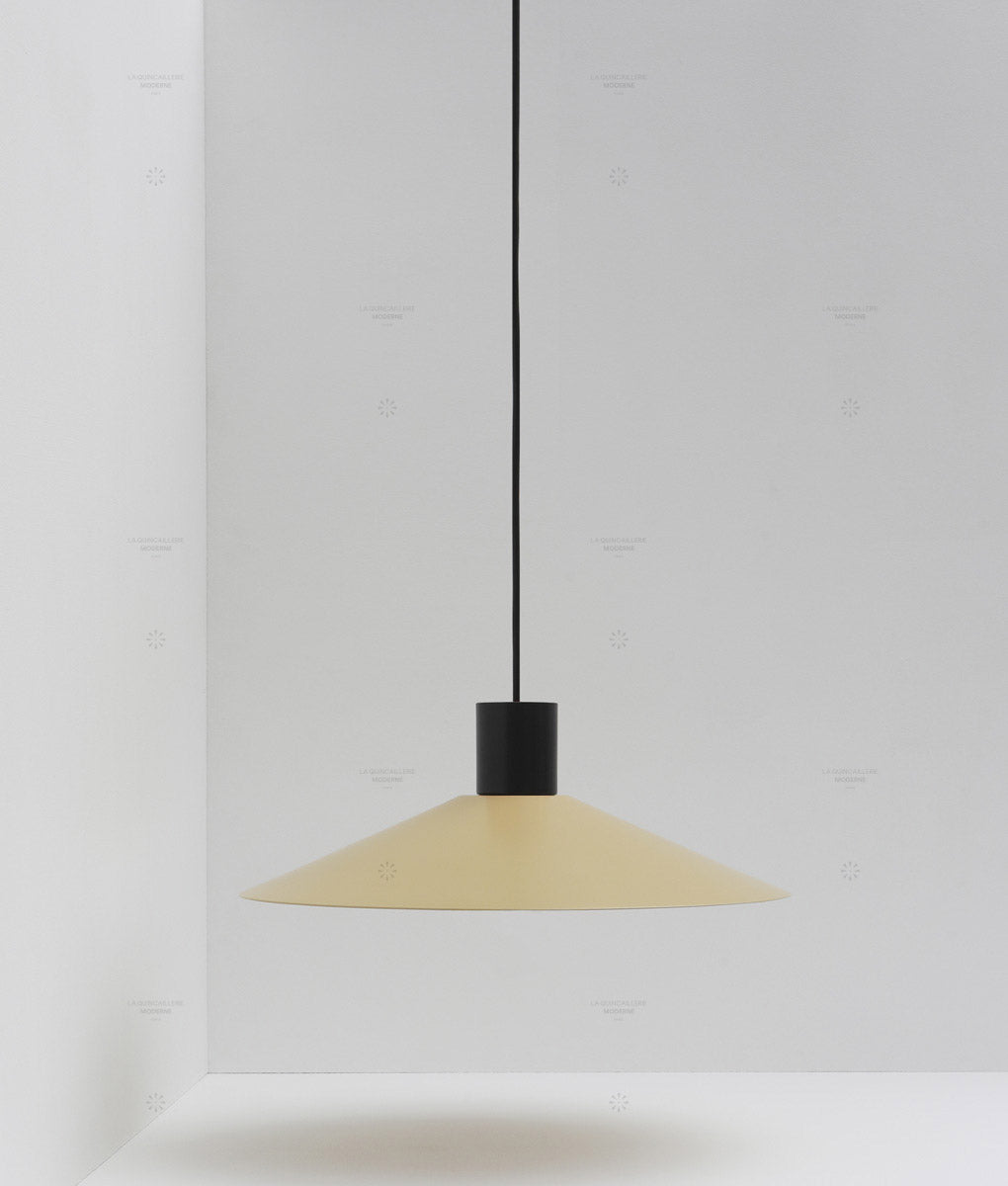 Suspension évasée "Belle de nuit", grand modèle, beige et noir, câble noir - La Quincaillerie moderne