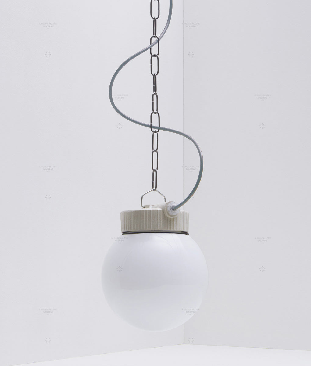 La Quincaillerie moderne - Suspension "Grège" porcelaine, verrerie opaline