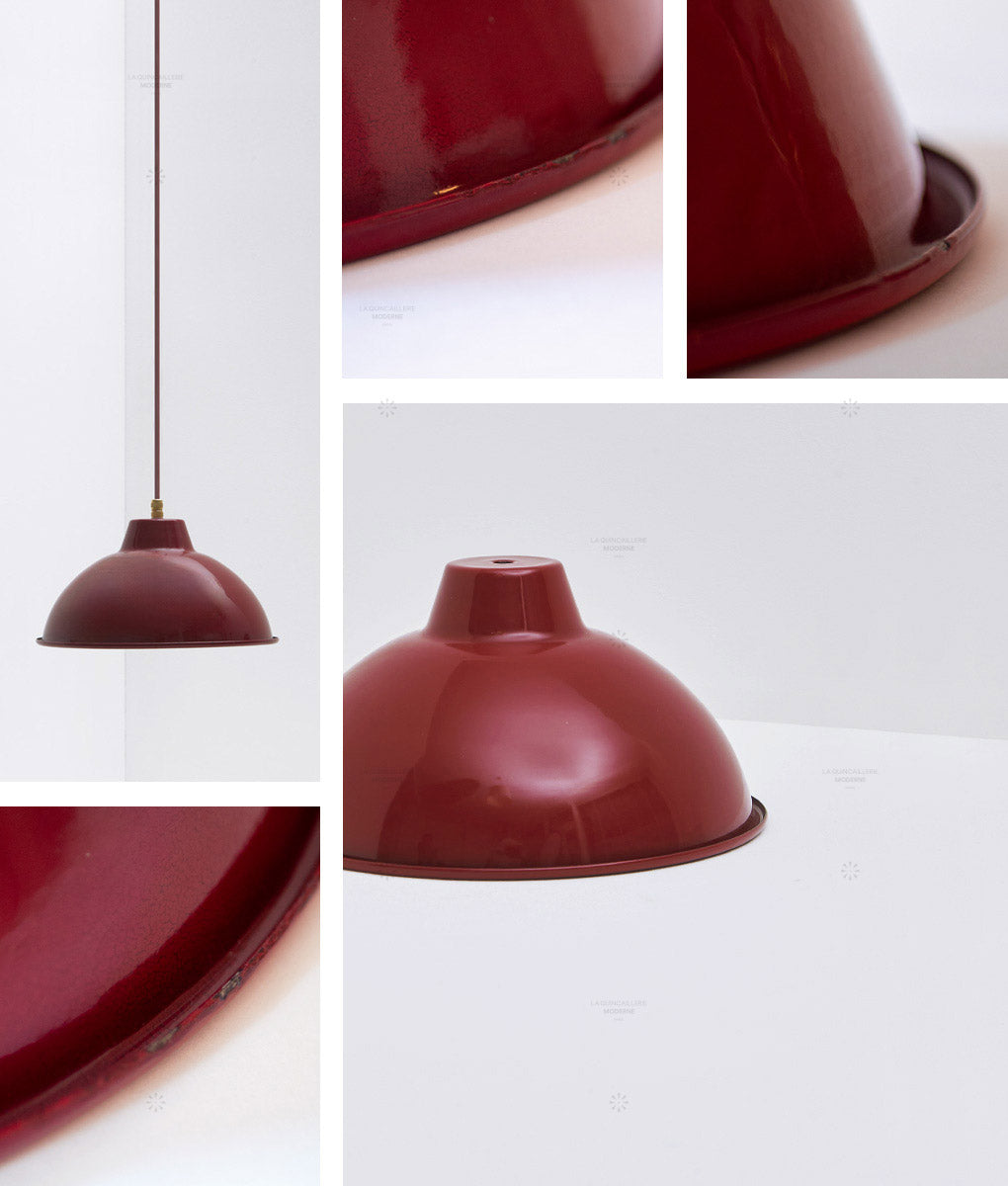 Abat-jour métal émaillé irrégularités -charme rétro