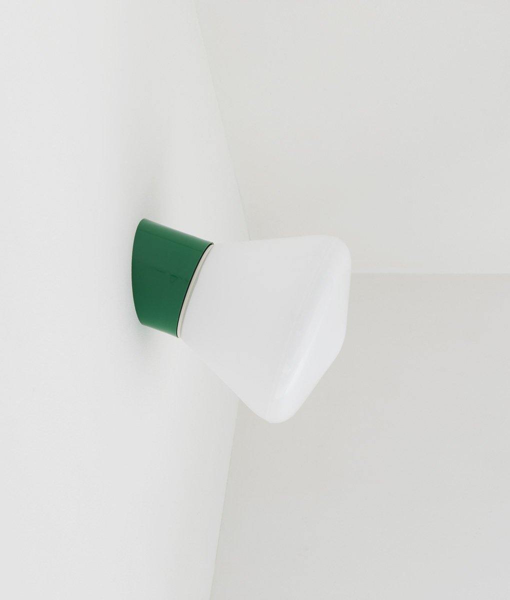 La Quincaillerie moderne - Applique / plafonnier "Bauhaus", vert prairie opaline blanche