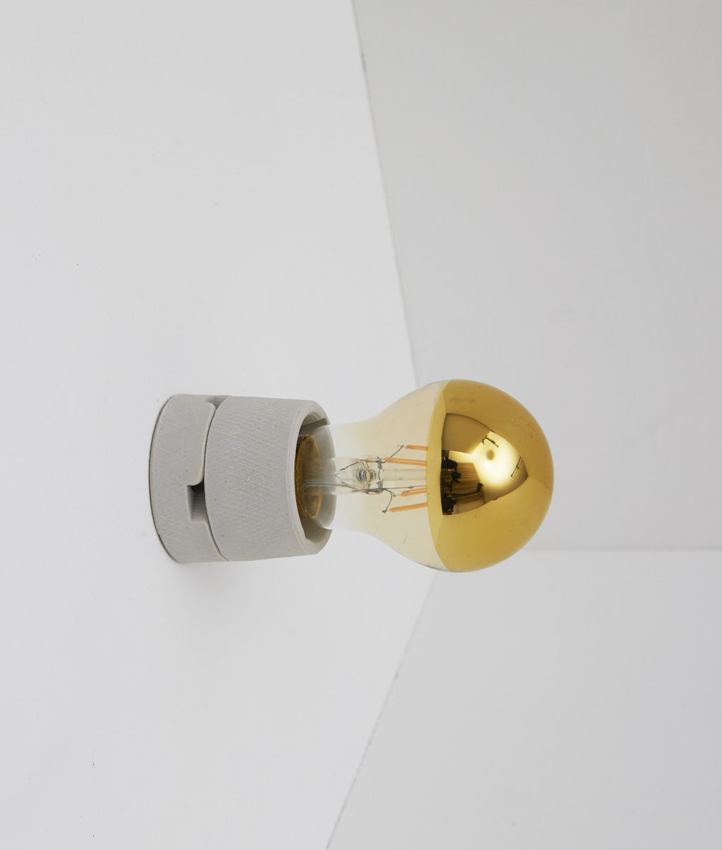 Porte-ampoule E27 droit en biscuit de porcelaine, avec ampoule miroir led moyenne