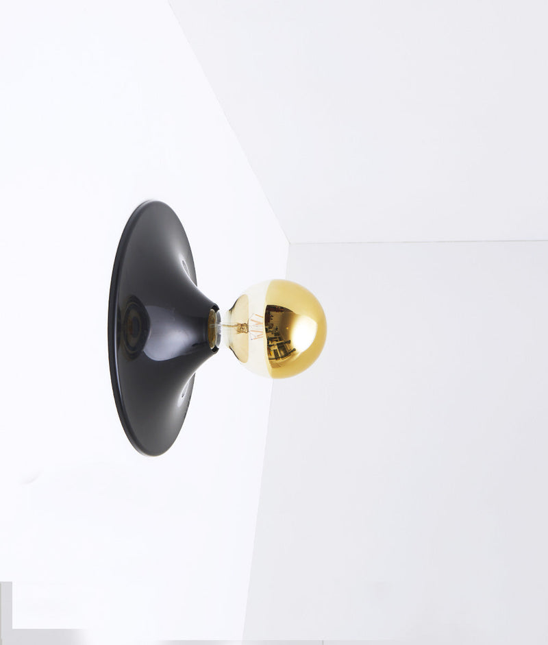 Porte-ampoule disque noir, grand modèle, avec grande ampoule led miroir