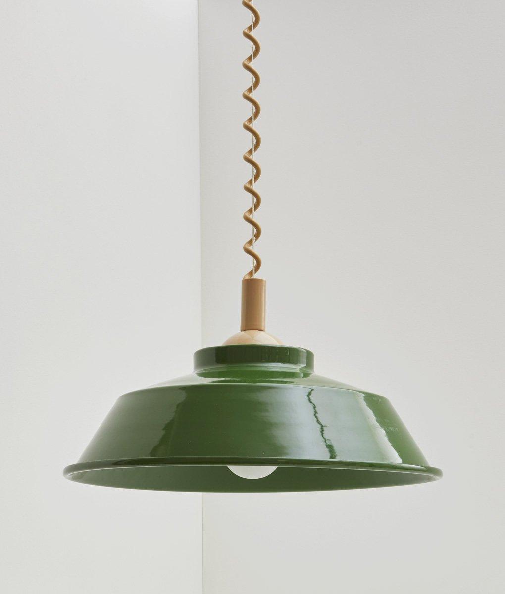 Suspension monte et baisse "Après-midi", câble beige, abat-jour en métal émaillé