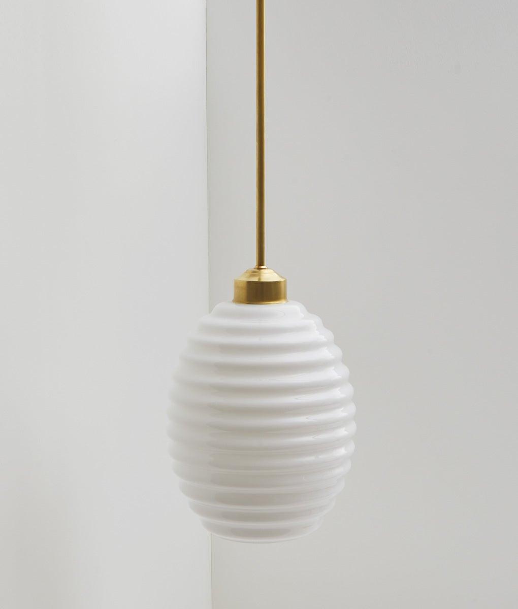 Suspension "Bistro" laiton, verrerie "Anneaux III" satinée - La Quincaillerie moderne