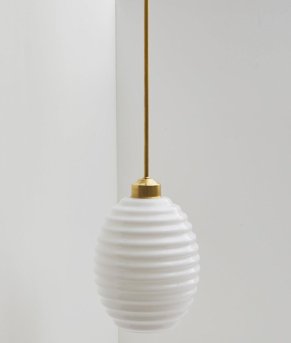 Suspension "Bistro" laiton, verrerie "Anneaux III" satinée - La Quincaillerie moderne