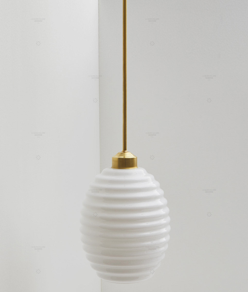 Suspension "Bistro" laiton, verrerie "Anneaux III" satinée - La Quincaillerie moderne