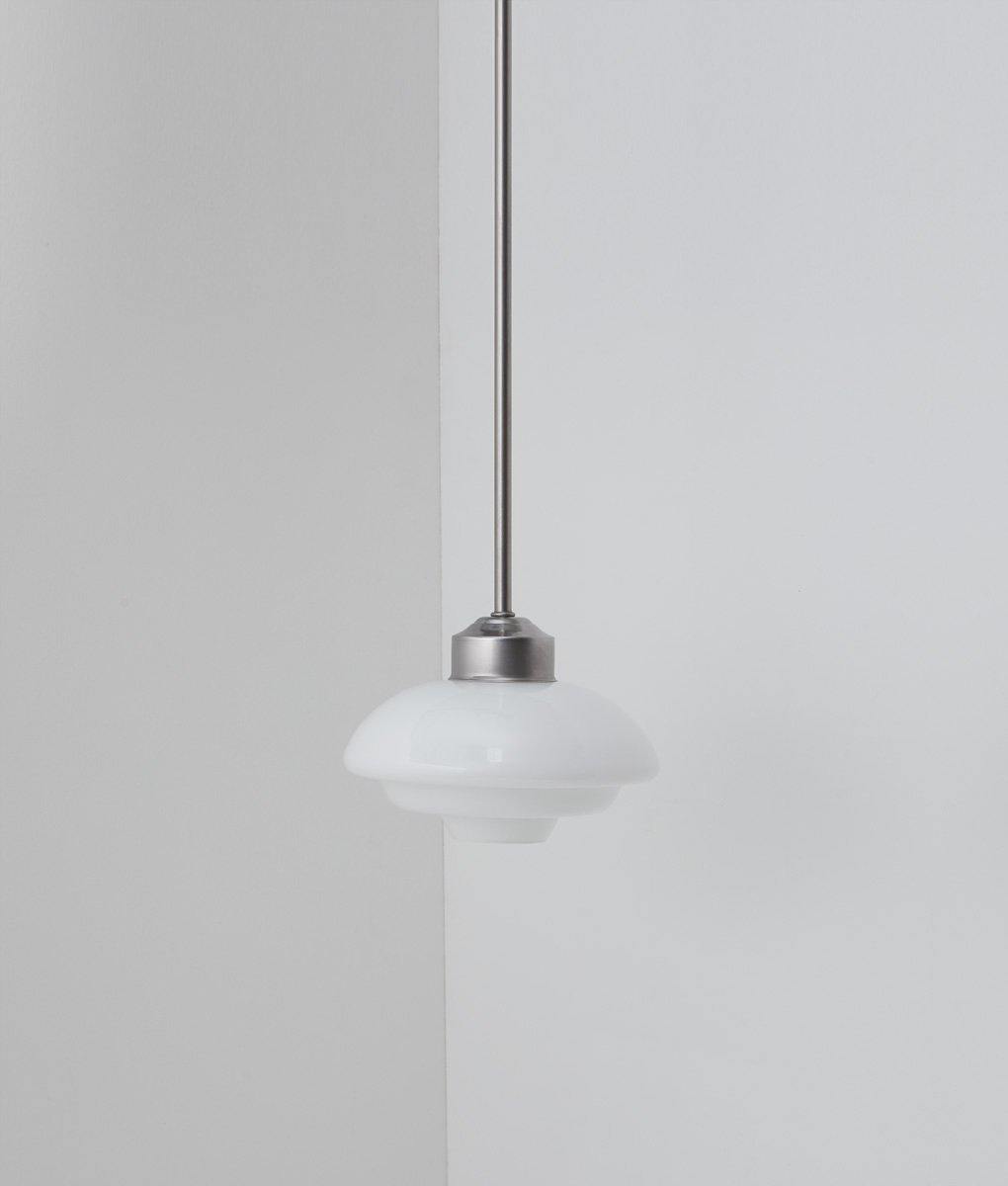 Suspension "Bistro", verrerie en opaline "artichaut", modèle long