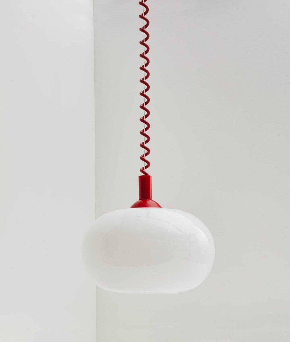 Suspension monte et baisse "Coup de fil", modèle IV, câble rouge coquelicot