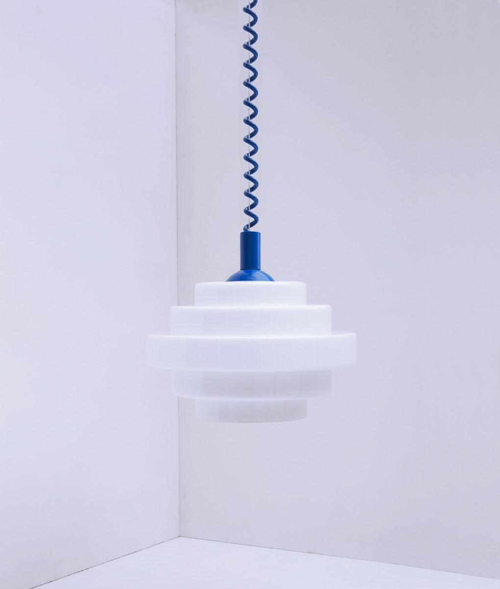 Suspension monte et baisse "Coup de fil", modèle V, câble bleu majorelle