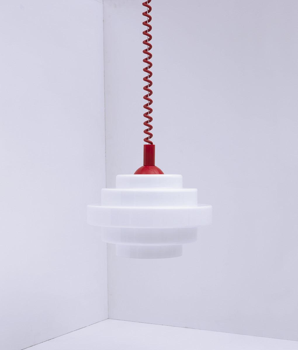 Suspension monte et baisse "Coup de fil", modèle V, câble rouge coquelicot