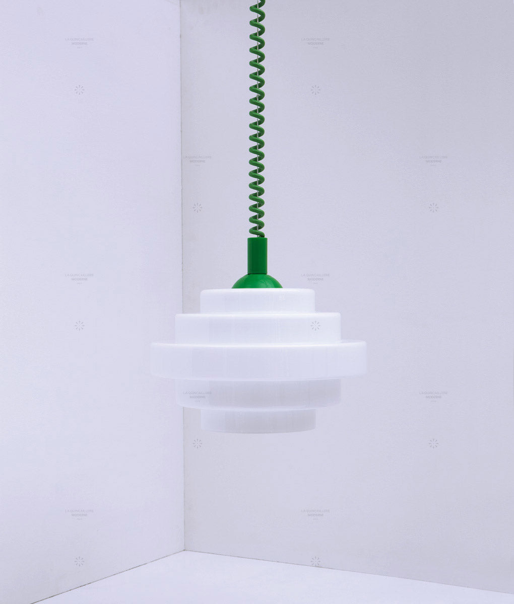 Suspension monte et baisse "Coup de fil", modèle V, câble vert vif