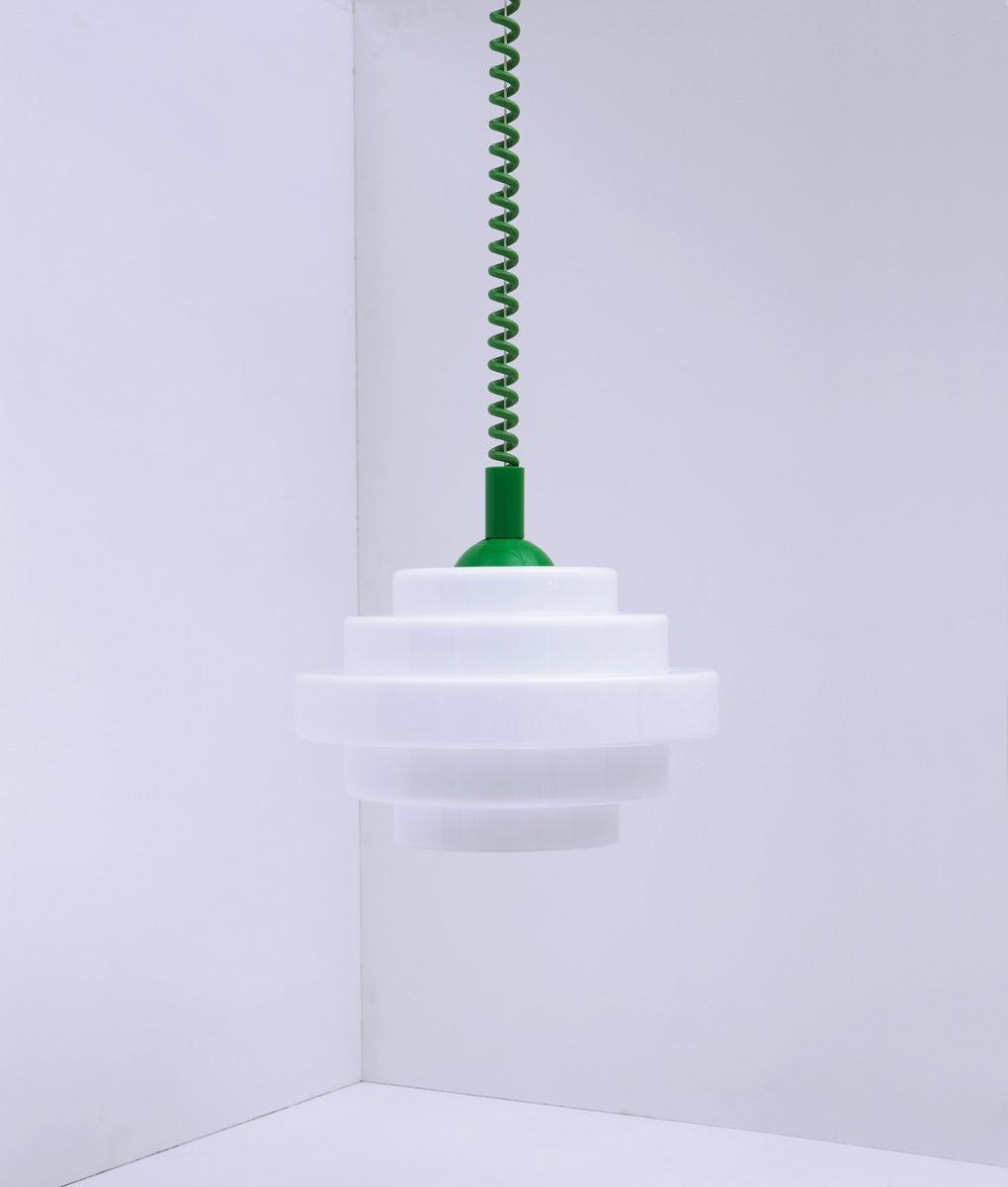 Suspension monte et baisse "Coup de fil", modèle V, câble vert vif