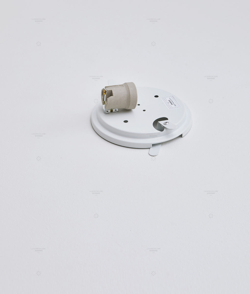Plafonnier "Circulations" carré, petit modèle, opaline satinée - Support en métal - La Quincaillerie moderne