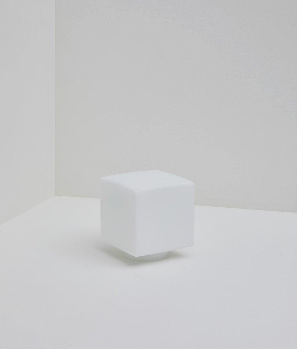 Verrerie carrée à visser en opaline mate, filetage ø 84,5 mm