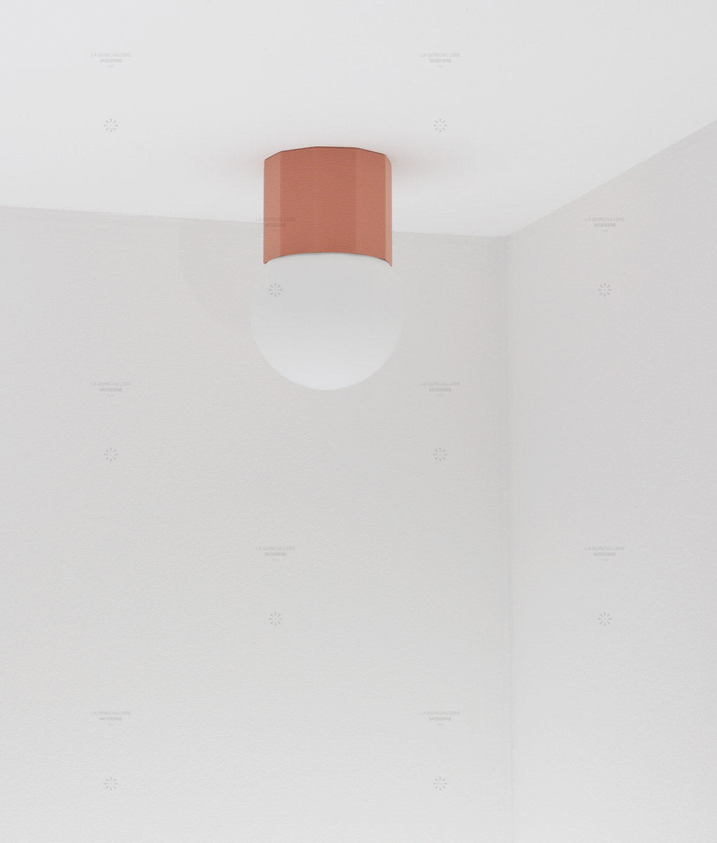 Applique double "Colonnade", base à facettes, globe en opaline mate, très petit modèle - ø 12,5 cm