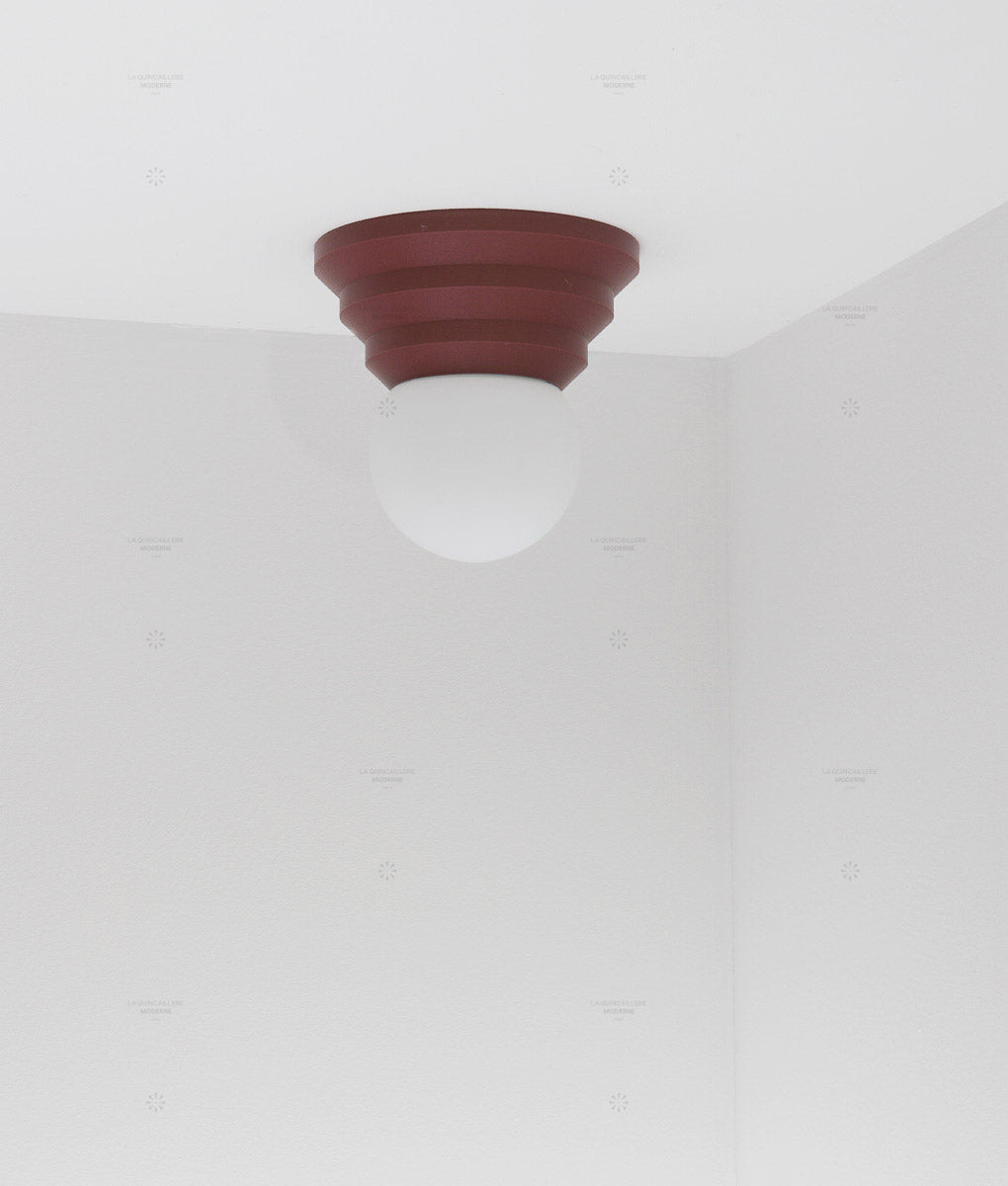 Applique "Colonnade", base pyramide, globe en opaline mate, très petit modèle - ø 12,5 cm