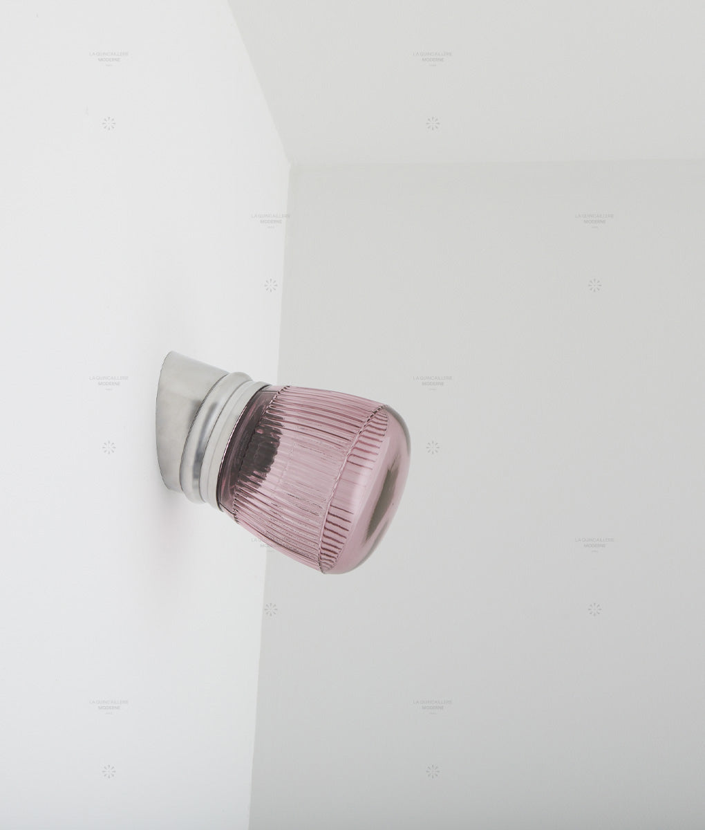Capsule "Lumières colorées" - Applique "Odyssée" inclinée, verrerie transparente à cannelures latérales