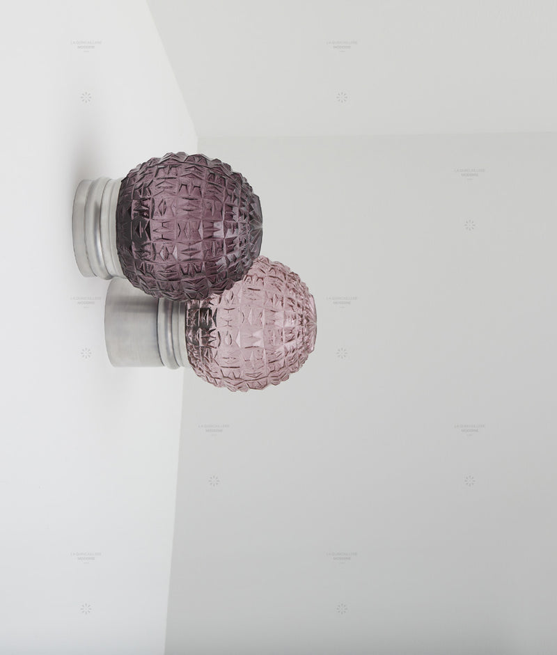 Capsule "Lumières colorées" - Applique "Odyssée" double, verrerie transparente, surface diamantée