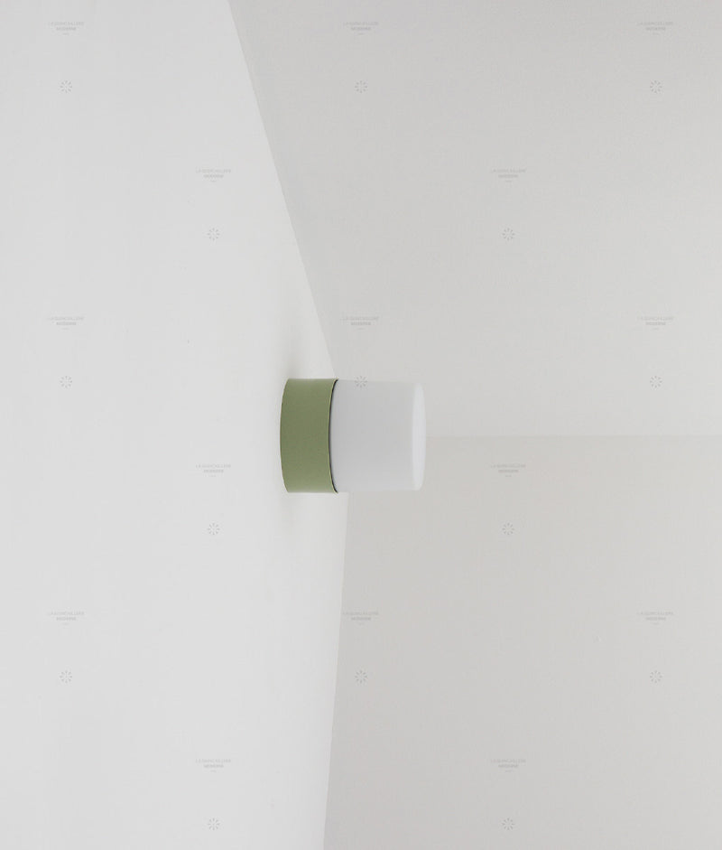 La Quincaillerie moderne - Applique / plafonnier "Punto", vert sauge opaline blanche mate
