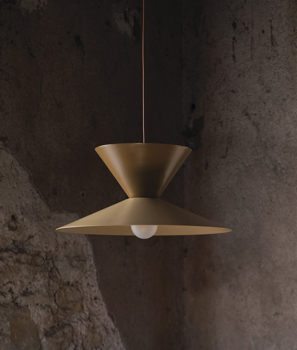 Suspension double "Belle de nuit", brun mordoré et beige, câble marron - La Quincaillerie moderne