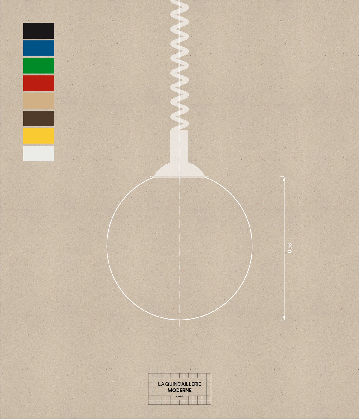 La Quincaillerie moderne - Dessin technique, zoom sur Suspension "Coup de fil", grand globe.