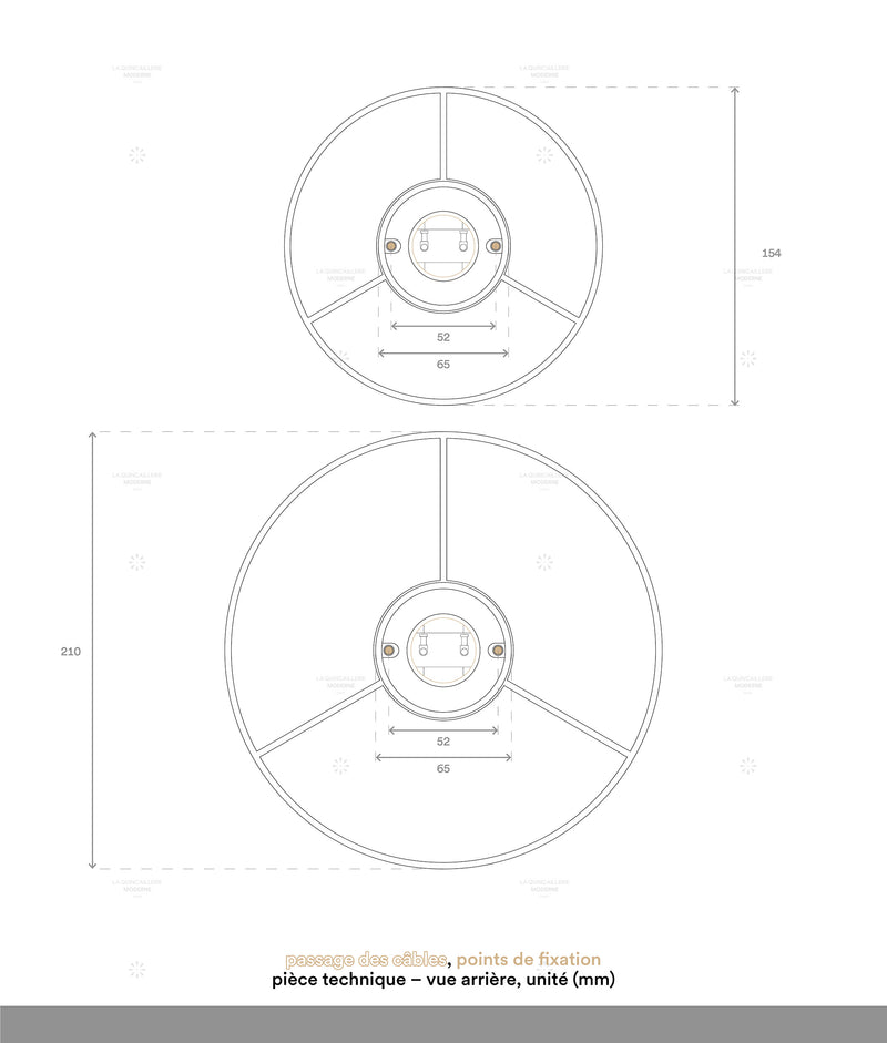 La Quincaillerie moderne - dessin technique socles applique / plafonnier "Aimé"