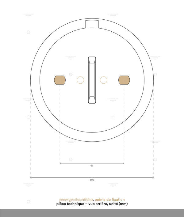 La Quincaillerie moderne - dessin technique socle applique / plafonnier "Alexanderplatz", "Grège"