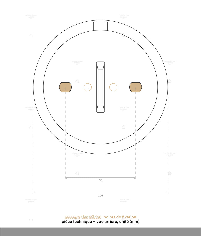 La Quincaillerie moderne - dessin technique socle applique / plafonnier "Alexanderplatz", "Grège"