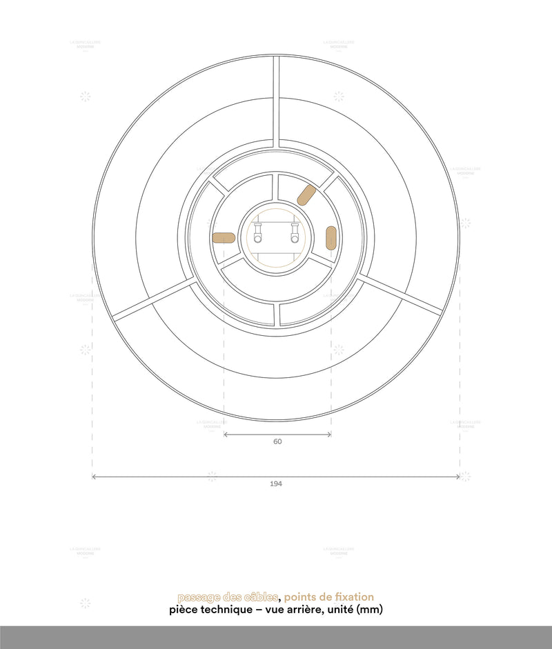 La Quincaillerie moderne - dessin technique socle applique / plafonnier "Colonnade", base pyramide