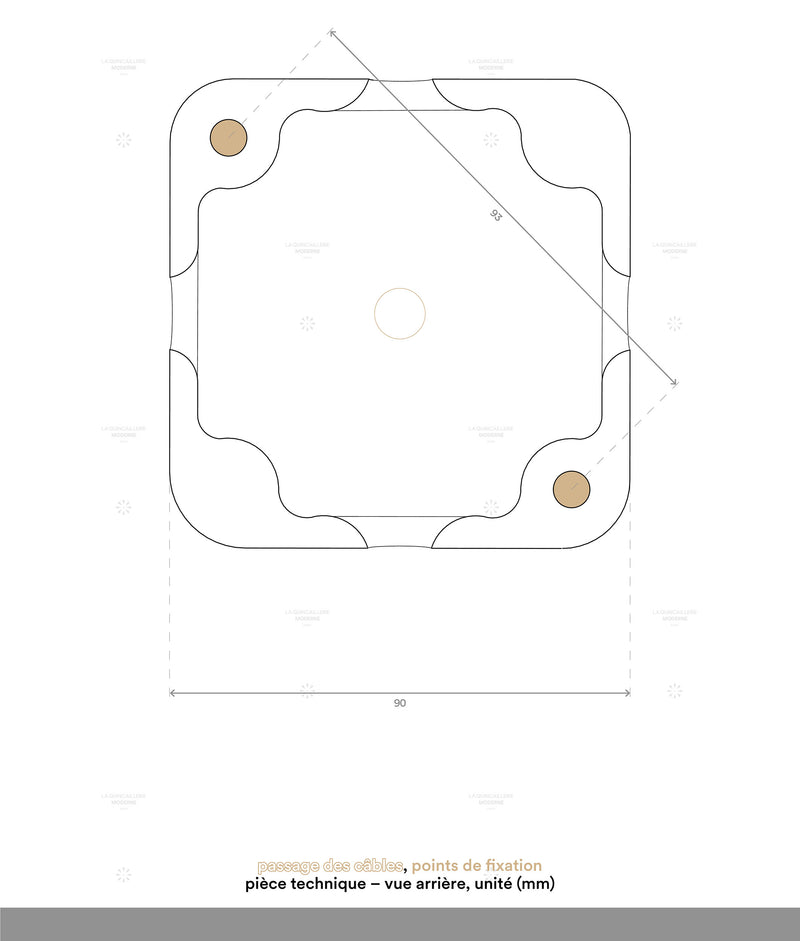 La Quincaillerie moderne - dessin technique pavillon carré plat en porcelaine émaillée