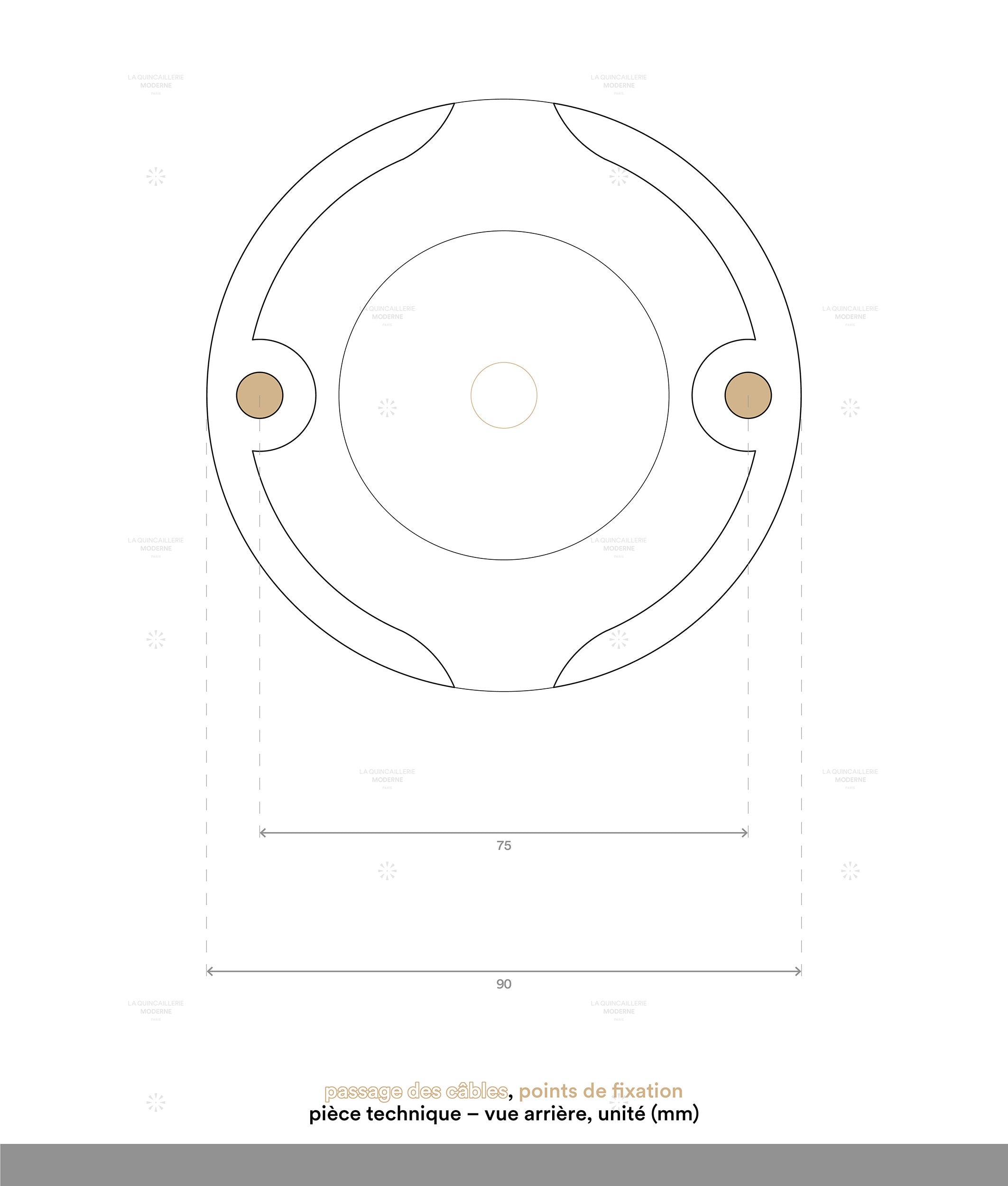 La Quincaillerie moderne - dessin technique socle plafonnier "Skyline"