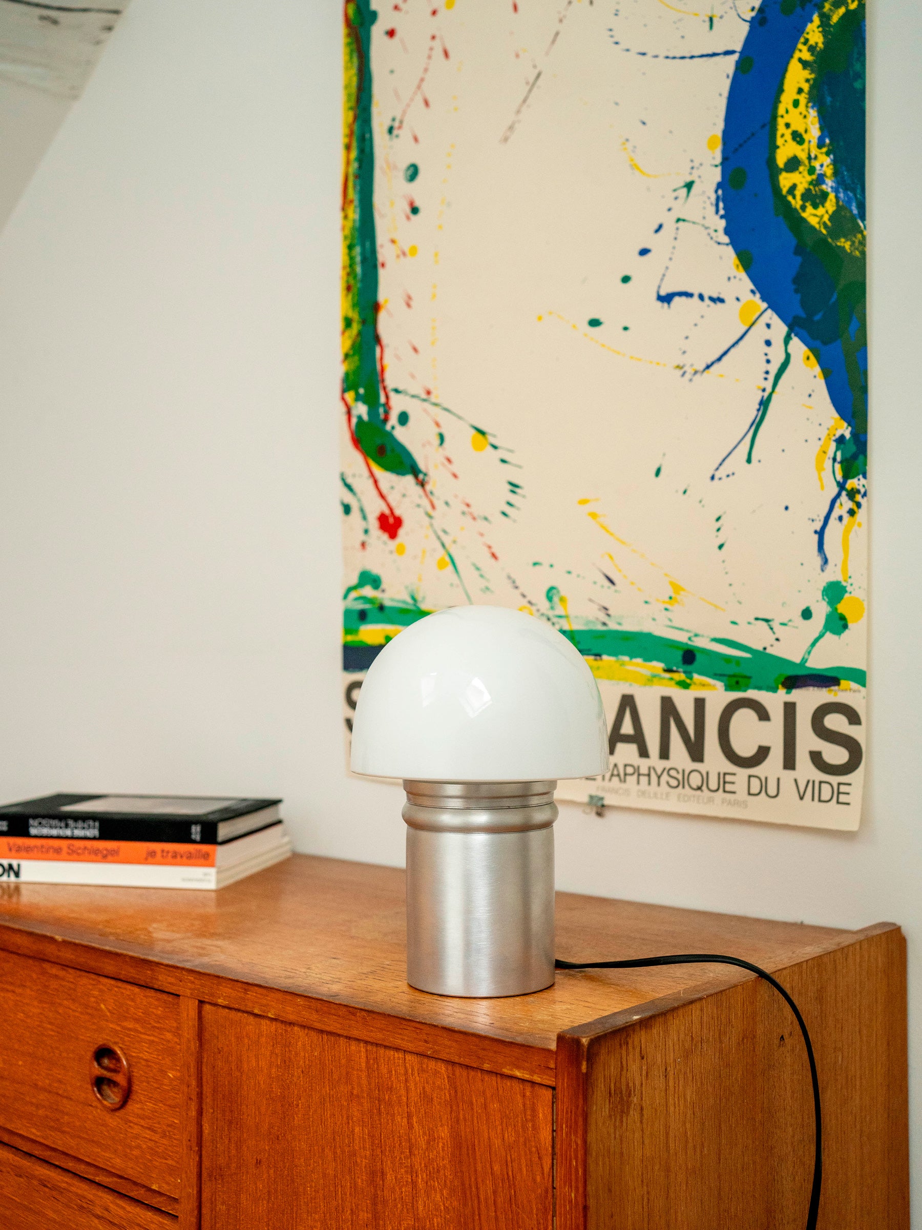 La Quincaillerie moderne - Lampe à poser Odyssée, aluminium brossé, Opaline