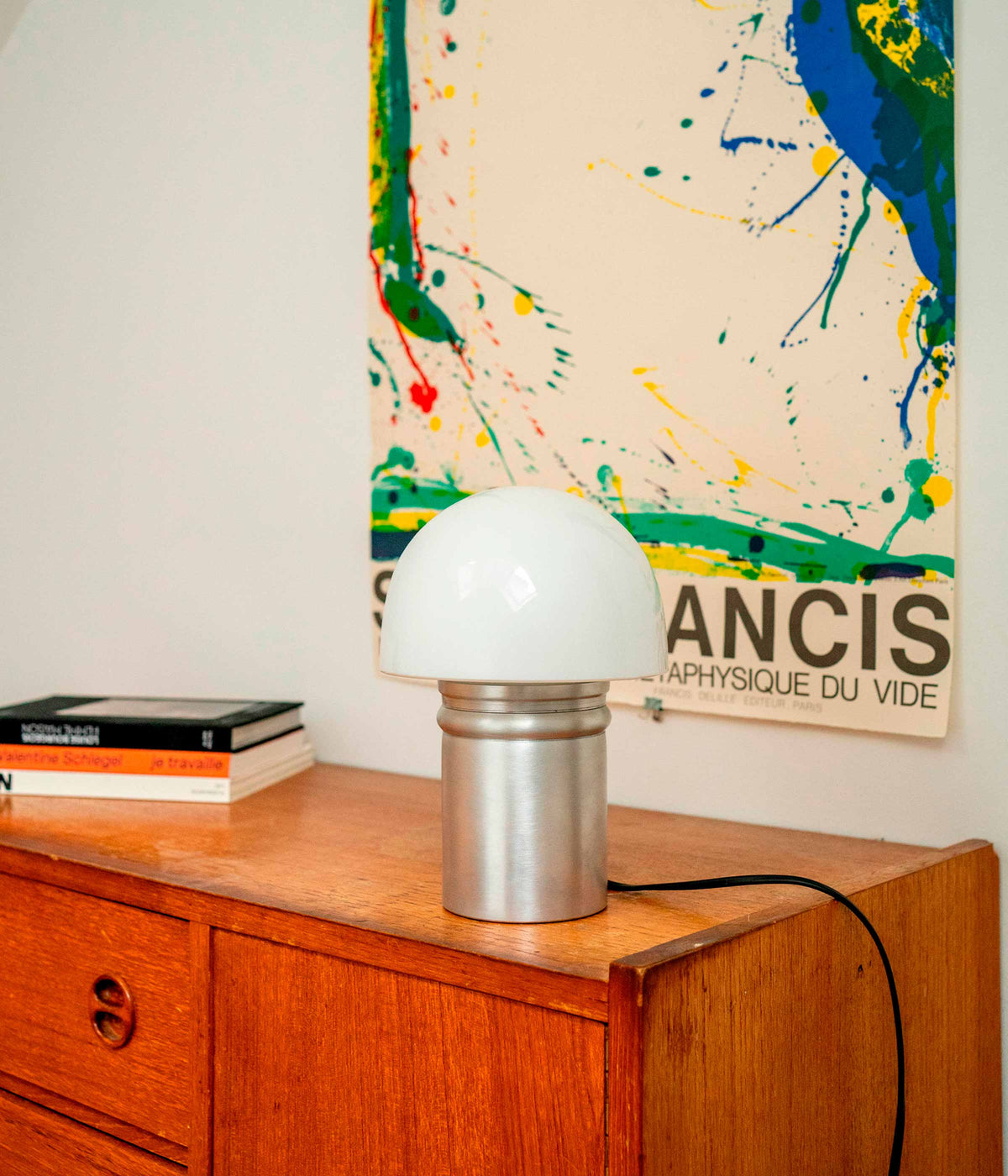 La Quincaillerie moderne - Lampe à poser Odyssée, aluminium brossé, Opaline