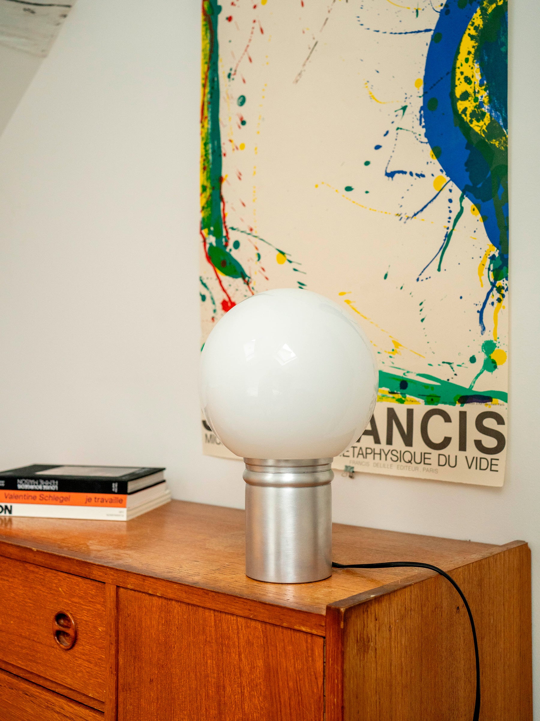 La Quincaillerie moderne - Lampe à poser Odyssée, aluminium brossé, Opaline