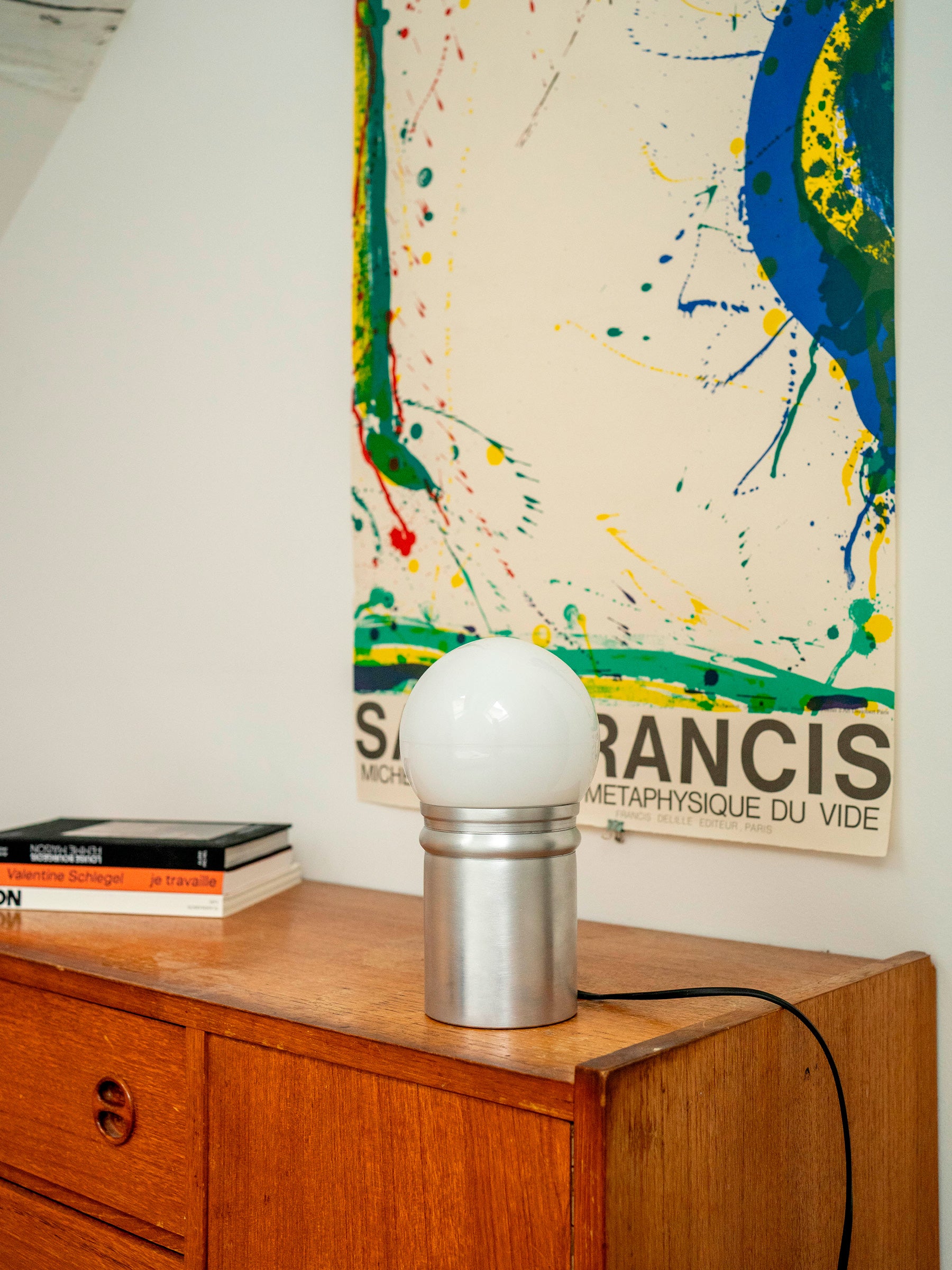 La Quincaillerie moderne - Lampe à poser Odyssée, aluminium brossé, Opaline