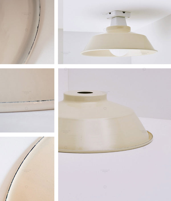 Abat-jour métal émaillé irrégularités -charme rétro