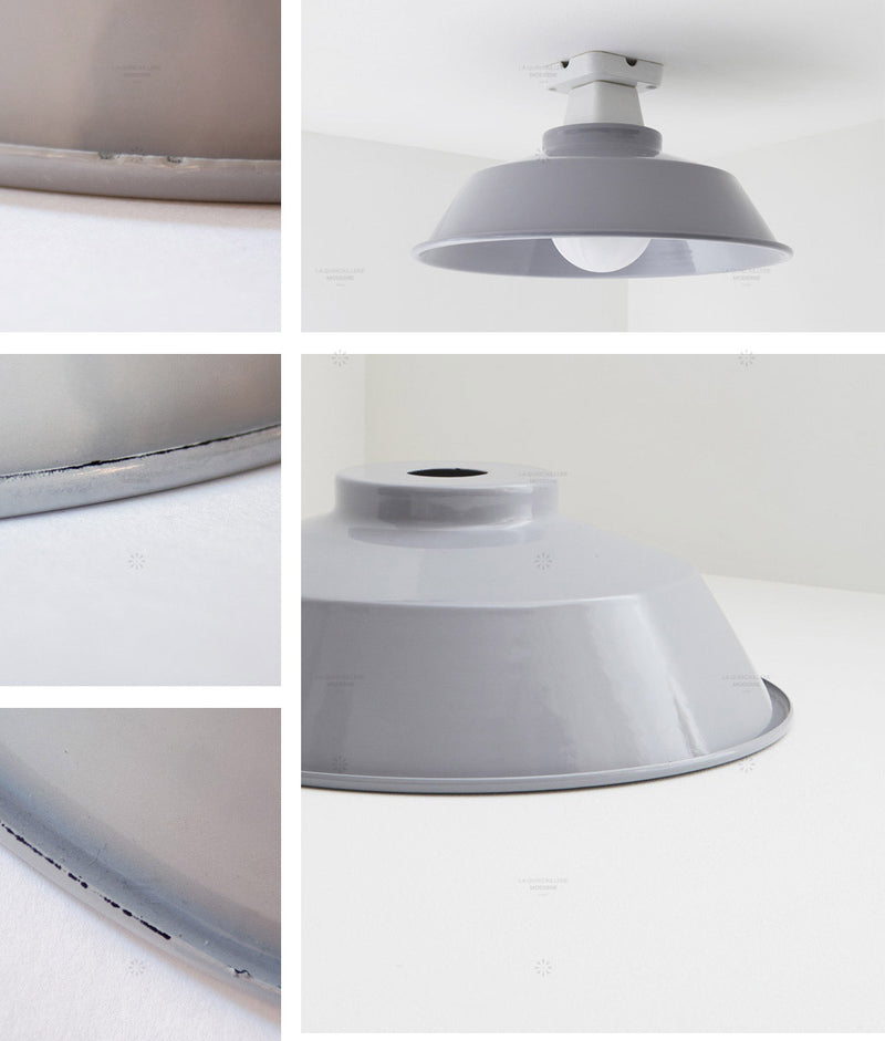 Abat-jour métal émaillé irrégularités -charme rétro