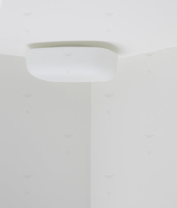 Plafonnier "Circulations" carré, grand modèle, opaline mate - La Quincaillerie moderne