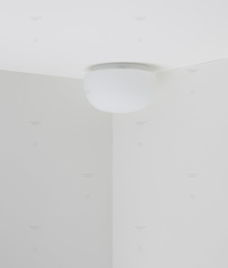 Plafonnier "Circulations", "champignon", opaline mate - La Quincaillerie moderne