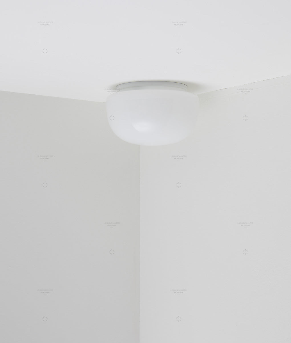 Plafonnier "Circulations", "champignon", opaline satinée - La Quincaillerie moderne